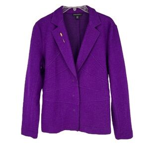 𝅺Pinehurst Wool Blend Purple Snap Purple Button Blazer SZ L